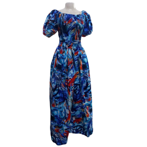 The Amara Smocked Maxi Dress – Electric Azure